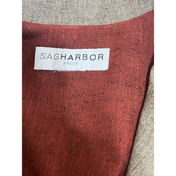 Sag Harbor 2 piece tan pant set with fall like flower embroidered on jacket/top - Picture 2 of 10